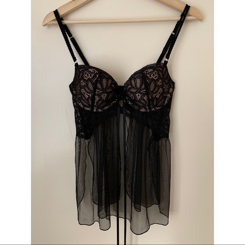 Victoria’s Secret • 34C • Push-up Bra Lace & Mesh Babydoll Lingerie
